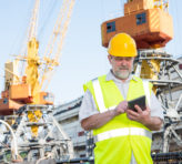 Engineer at a construction site in the port