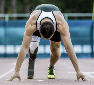 The disabled athlete preparing to start running